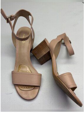 Aldo Lolla Nude Leather Ankle Strap Block Heel Sandal Size 8 Fall Sale